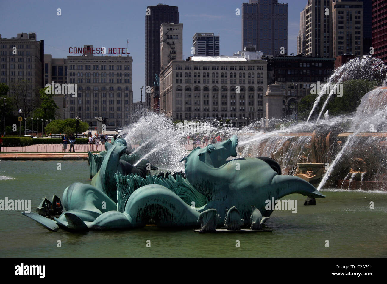 Buckingham Fountain Chicago Congress Hotel Foto Stock