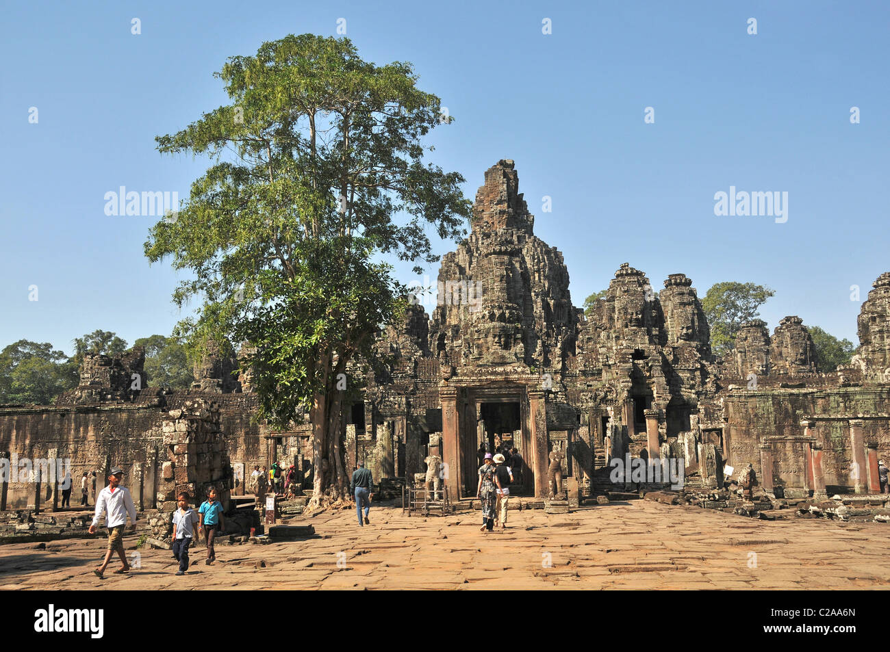 Tempio Bayon Angkor Siem Reap Cambogia Foto Stock