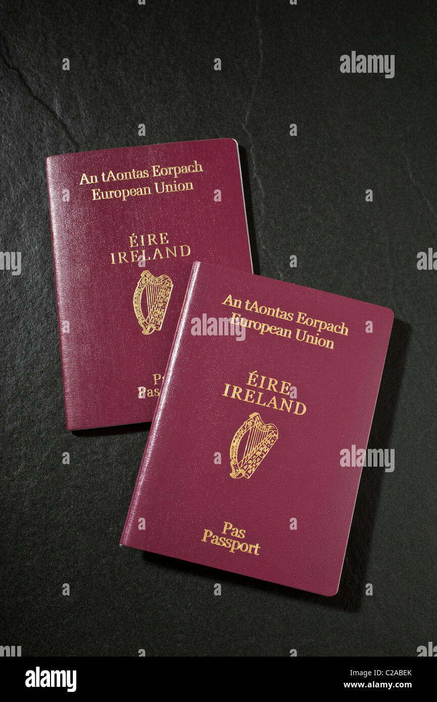 Passaporti irlandesi. Unione Europea Foto Stock