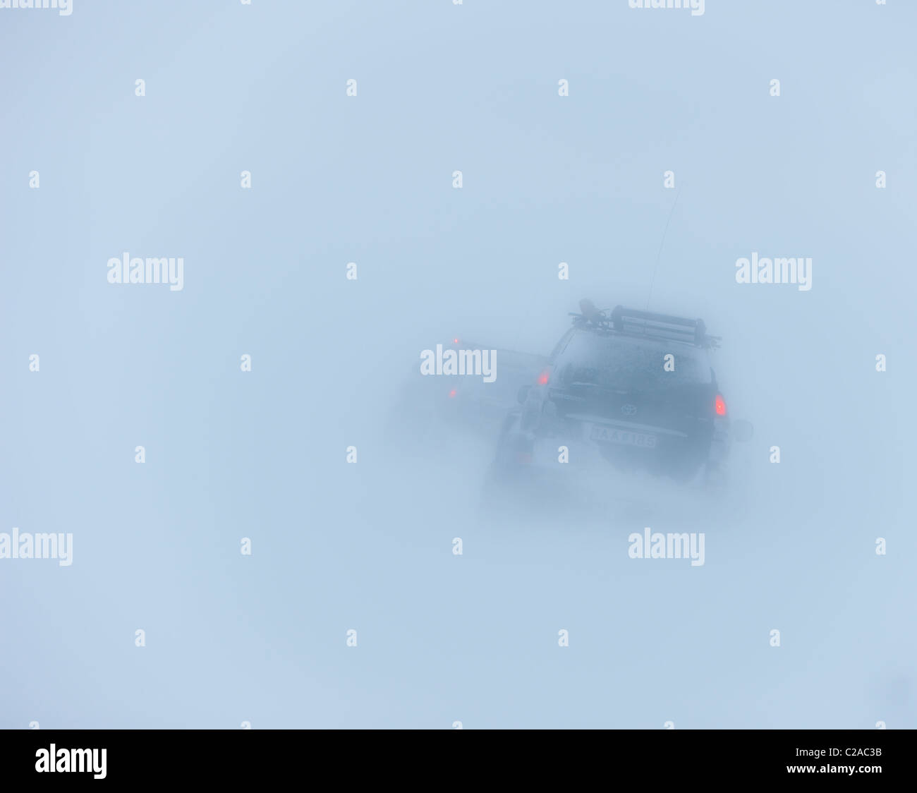Tempesta di neve, Western Islanda Foto Stock