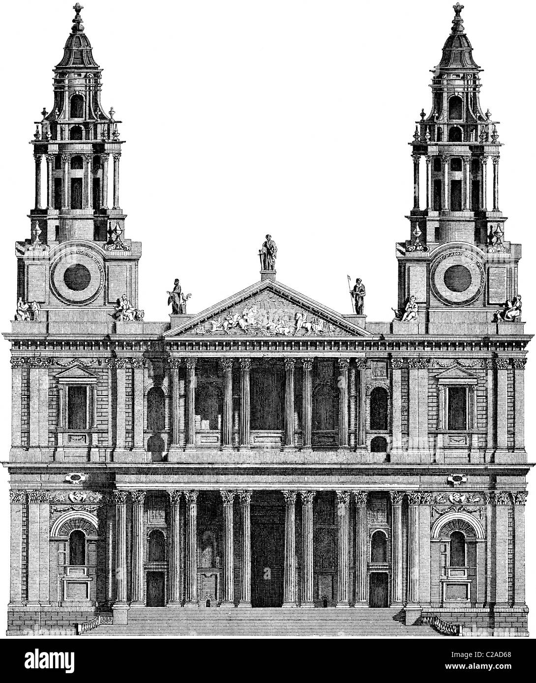 Xix secolo illustrazione del libro preso dalla nona edizione (1875) della Enciclopedia Britannica, alla Cattedrale di San Paolo Foto Stock