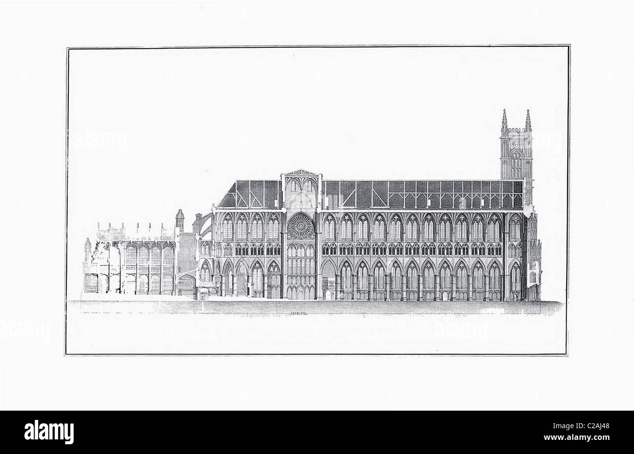 L'Abbazia di Westminster, Londra - Sezione del lato sud (pubblicato 1856) Foto Stock