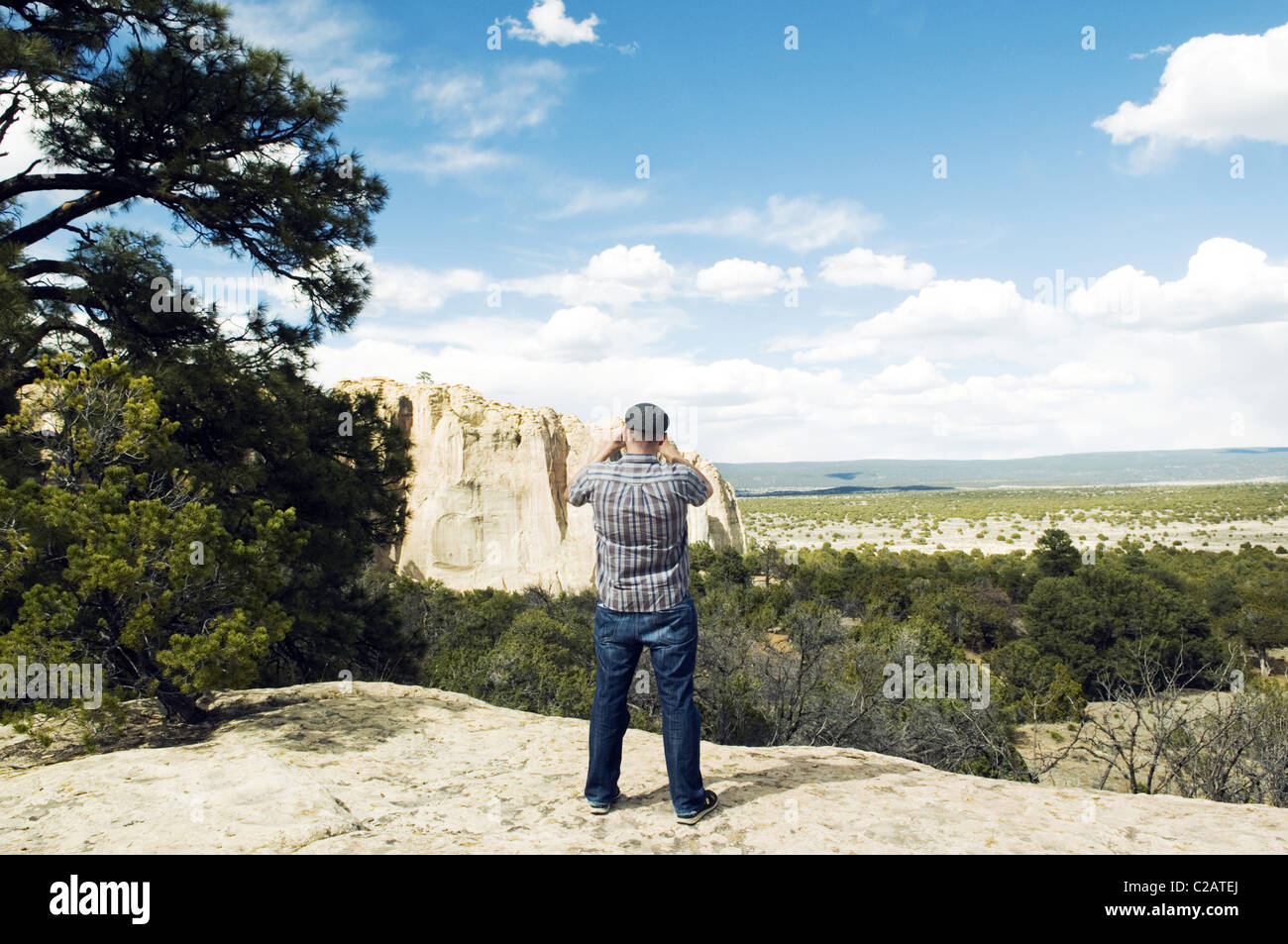 Fotografare turistico El Morro monumento nazionale, Nuovo Messico, STATI UNITI D'AMERICA Foto Stock