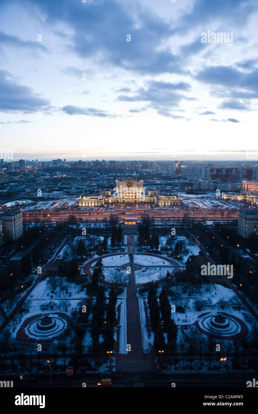 Russia, Mosca, campus Lomonosov Moscow State University, ad alto angolo di visione Foto Stock