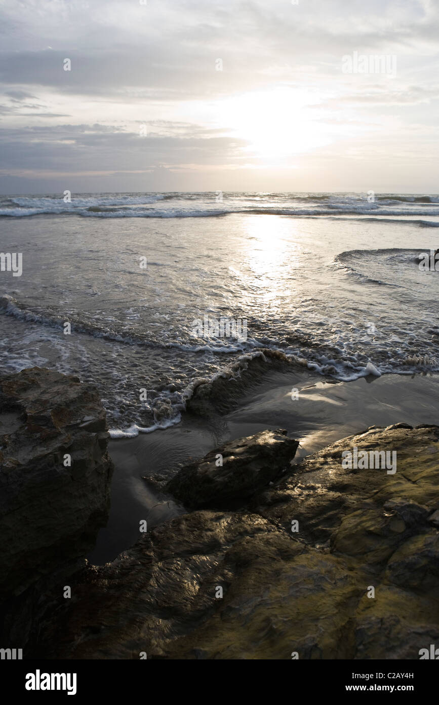 Tramonto a Chaung Tha, Myanmar Foto Stock