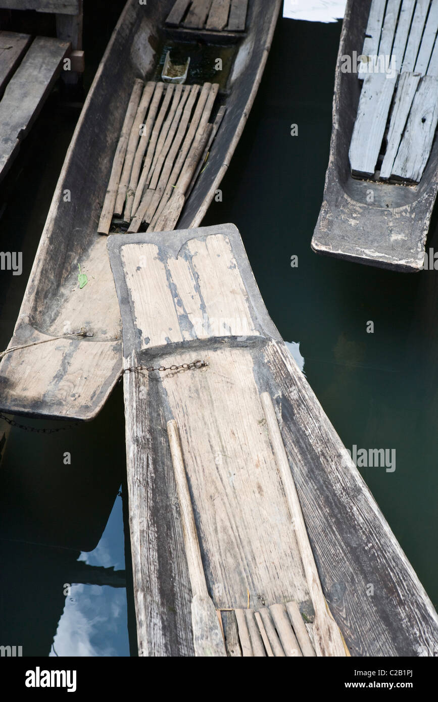 Barche galleggiante sul Lago Inle, Myanmar Foto Stock