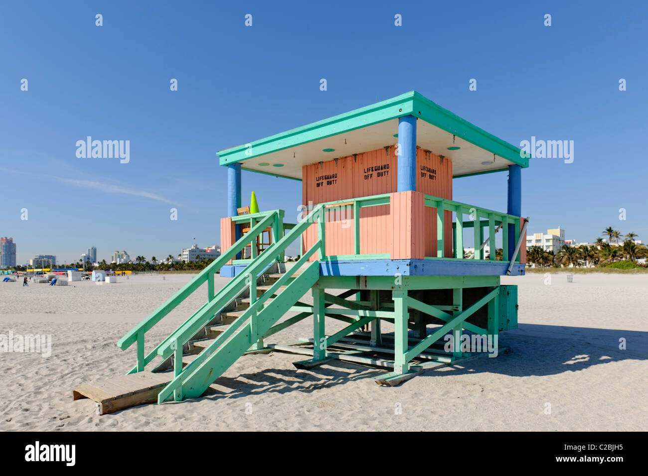 Lifeguard hut, South Beach, Miami Foto Stock