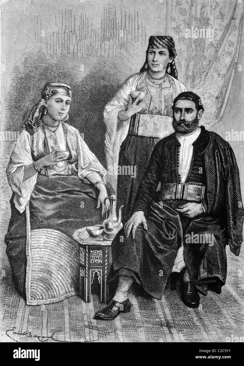 Gli ebrei marocchini a Tangeri, Marocco, Africa, illustrazione storico, circa 1886 Foto Stock