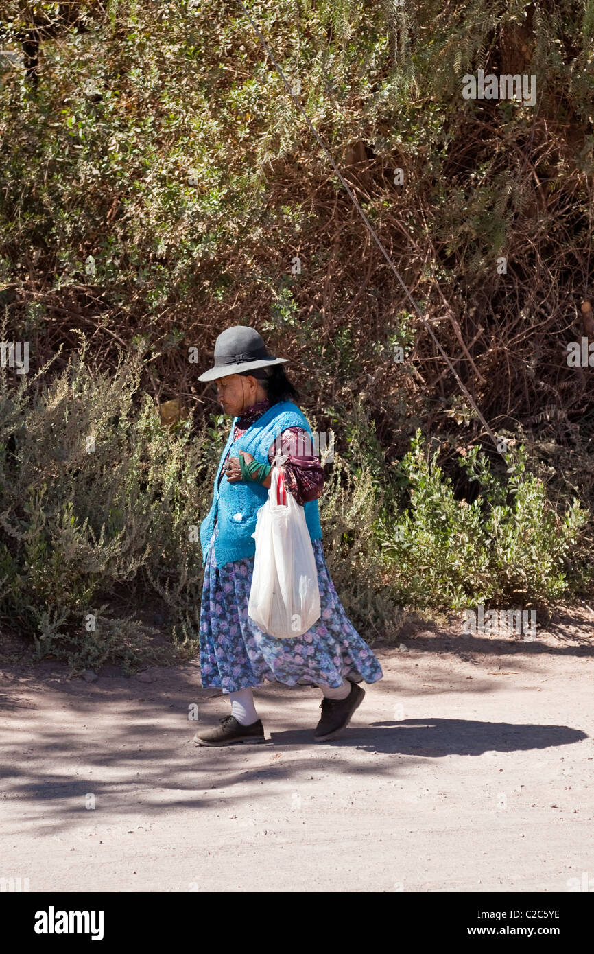 Old Lady in abbigliamento tradizionale San Pedro de Atacama Cile America del Sud Foto stock Alamy