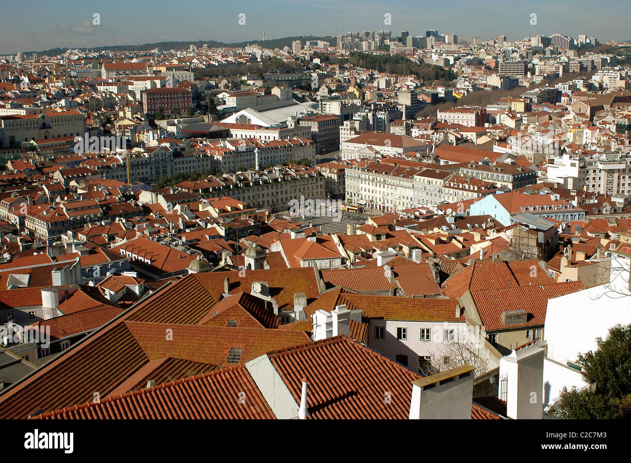 Panoramica sulla zona Rossio da Castelo de São Jorge, Lisbona. Portogallo Foto Stock