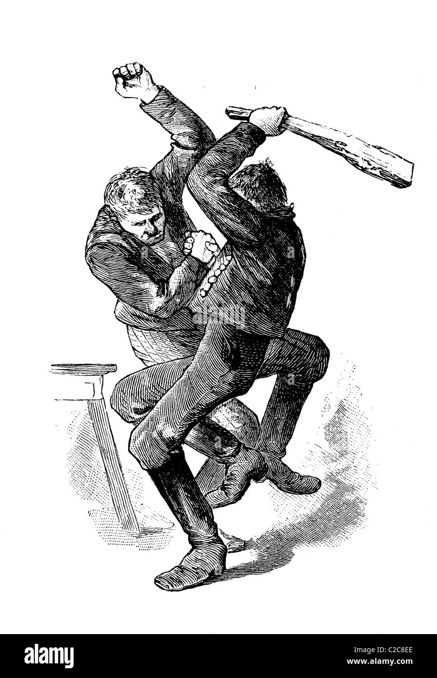 I combattenti di illustrazione storico, circa 1886 Foto Stock