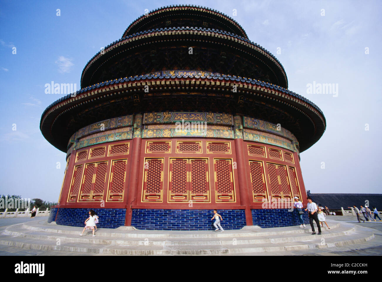 Sala di preghiera per la buona raccolta sullo sfondo, complesso del Tempio del Paradiso, Pechino, Cina, Asia Foto Stock