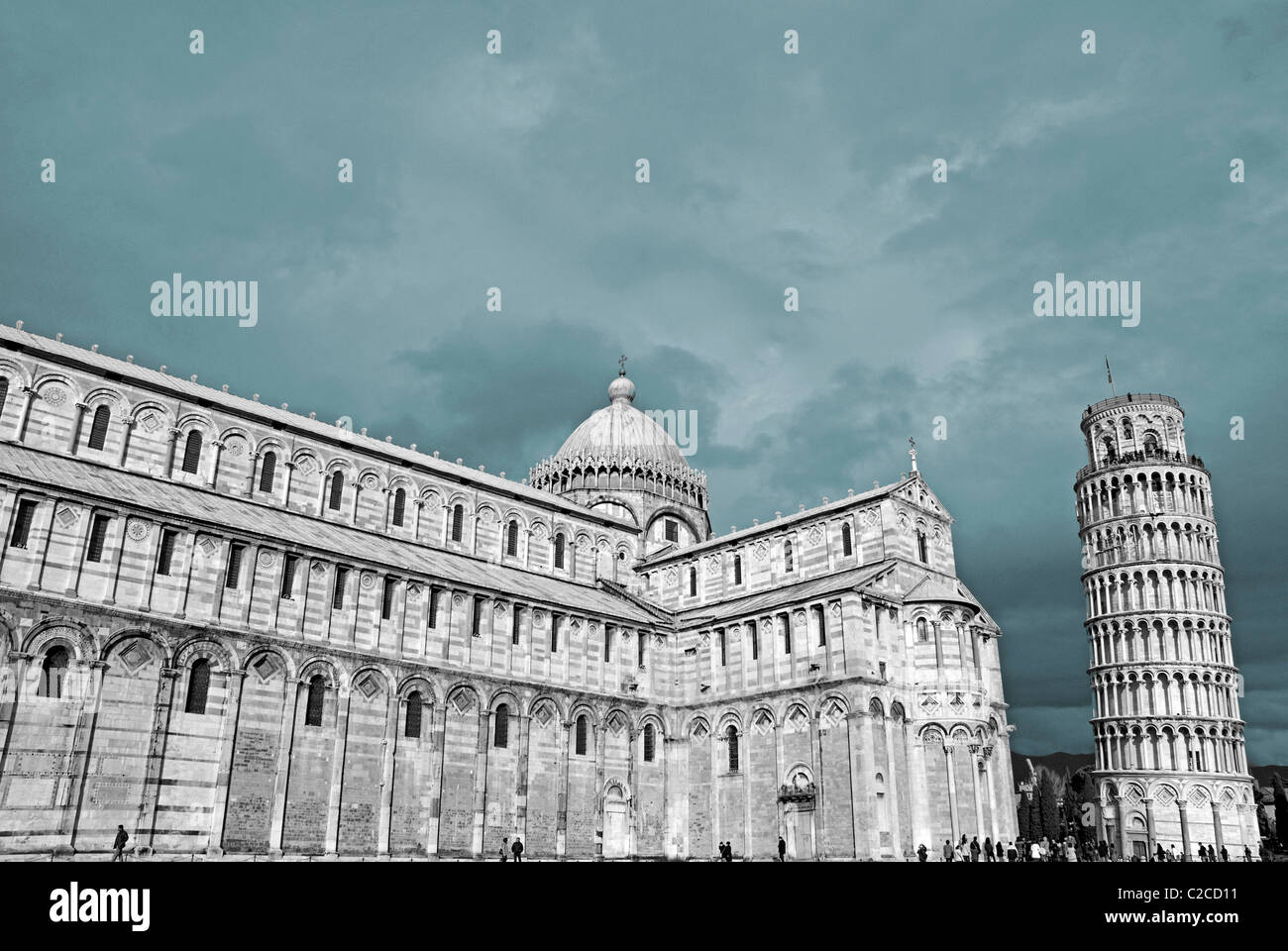 Cattedrale e la Torre Pendente di Pisa. Toscana, Italia Foto Stock