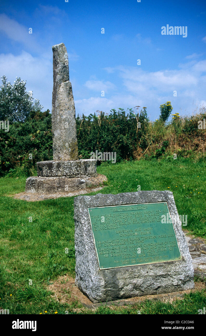 La pietra di Tristan Cornwall Inghilterra Foto Stock