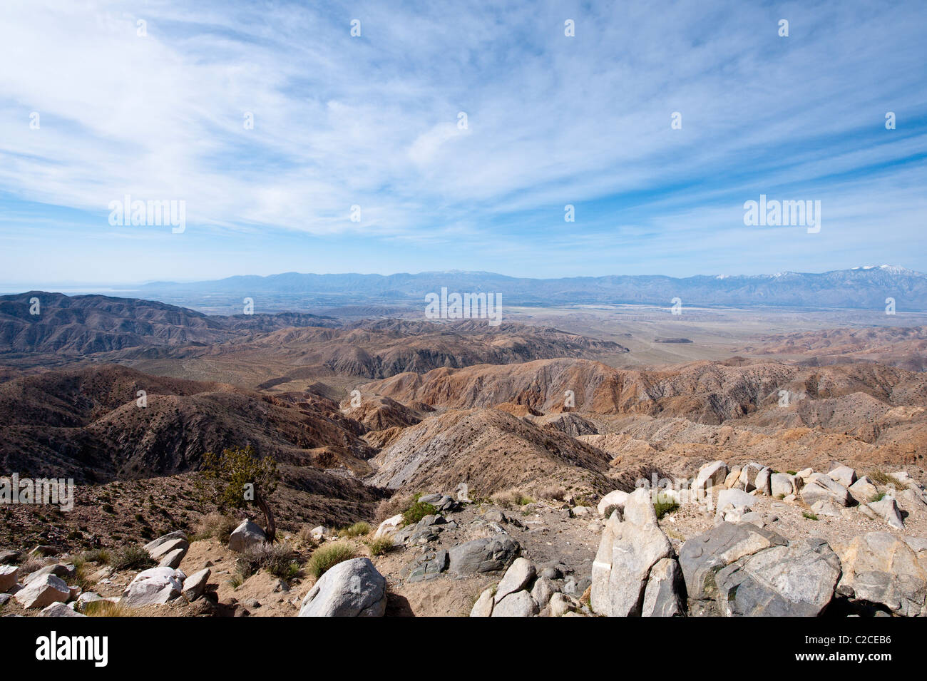 In California. Vista della Valle di Coachella da Vista tasti, Joshua Tree National Park. Foto Stock