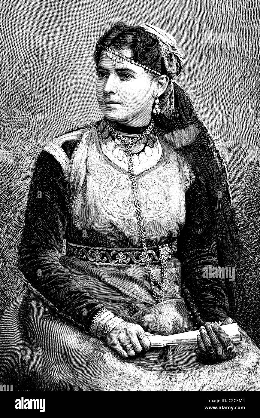 Ritratto di un Algerino ebrea, illustrazione storico circa 1893 Foto Stock