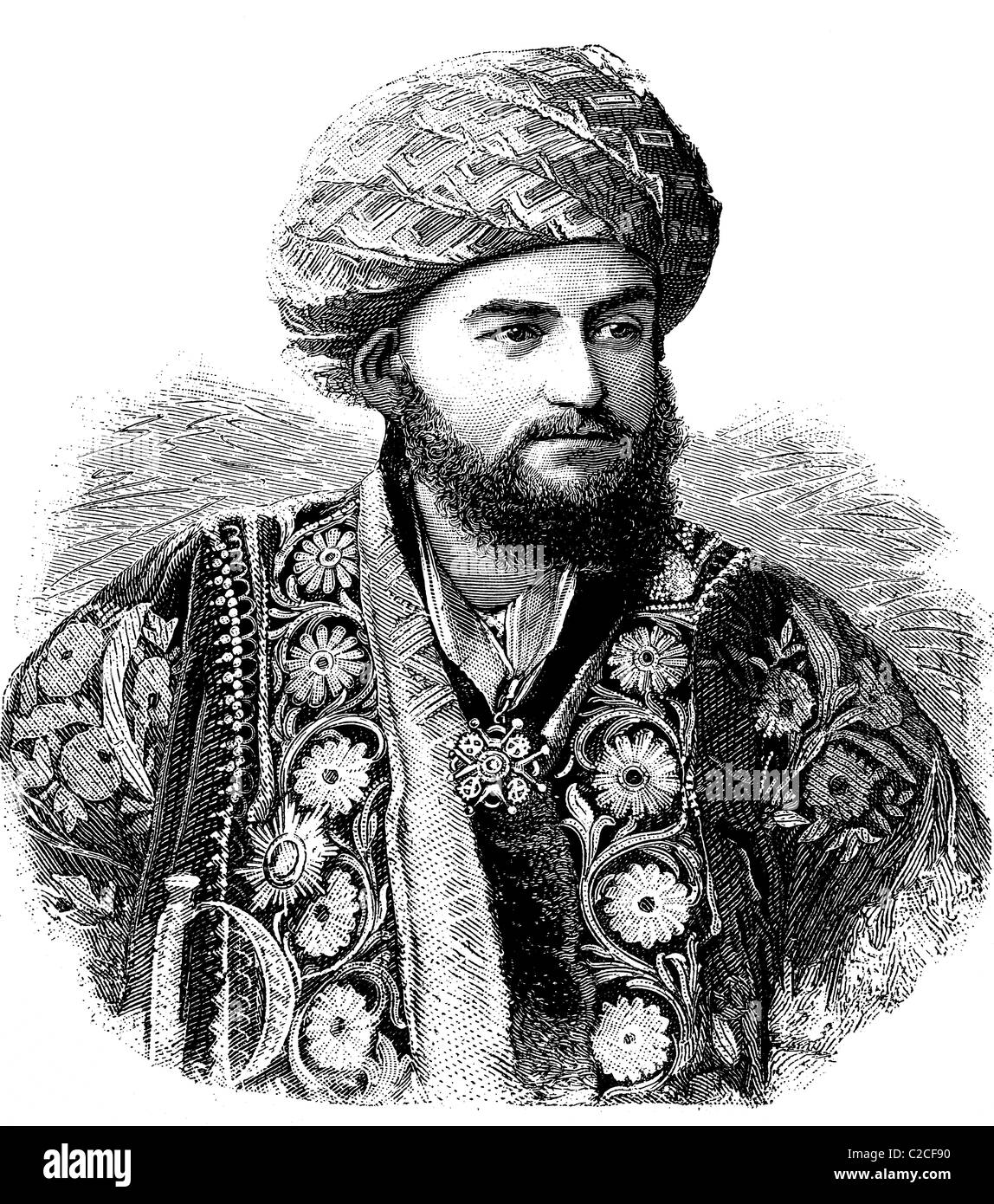 Seid-Abdul-Achat-Khan, Abd al-trascorso, emiro di Bukhara, illustrazione storico circa 1893 Foto Stock
