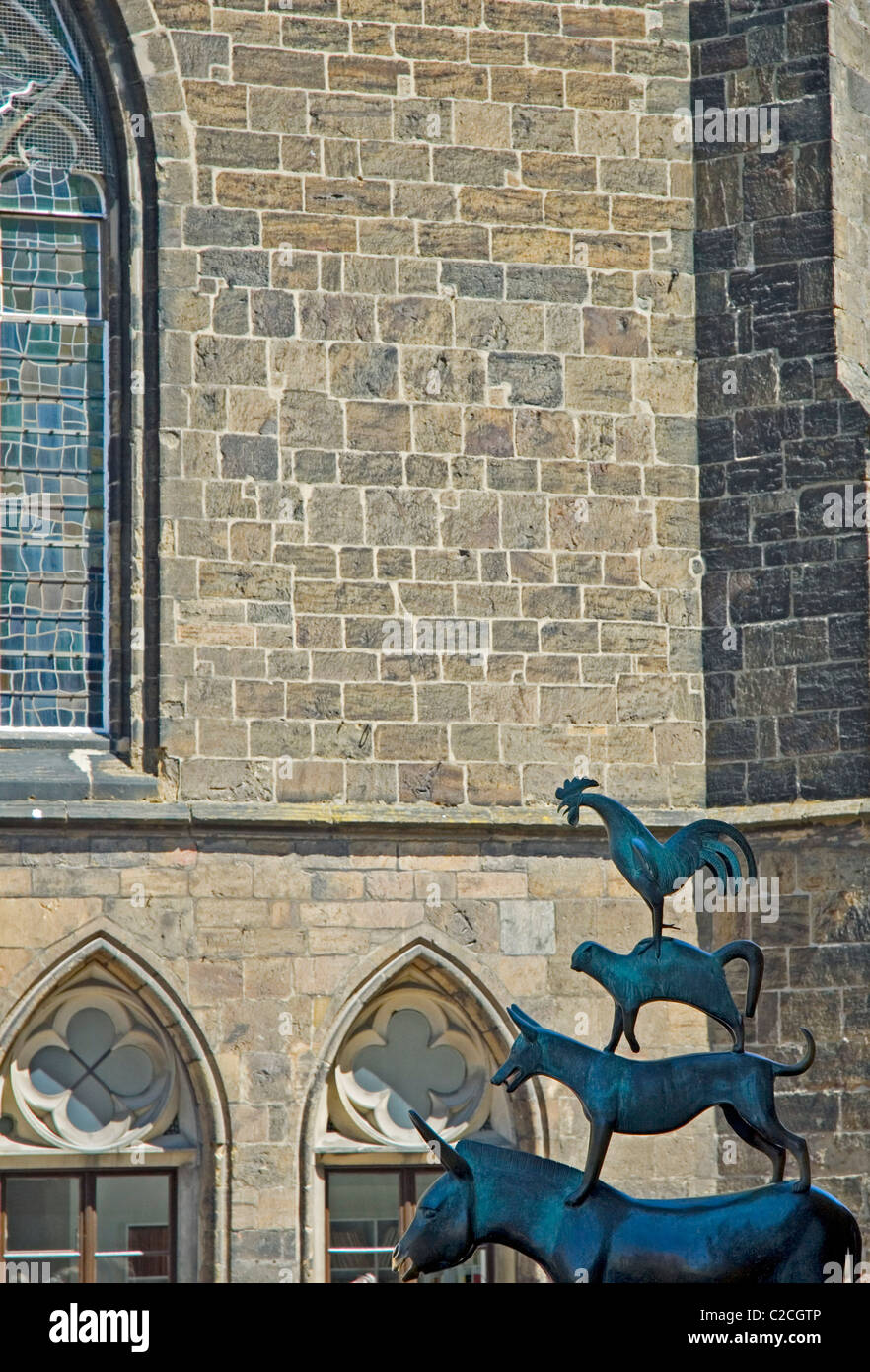 Monumento della favola dei musicisti di Brema Foto Stock