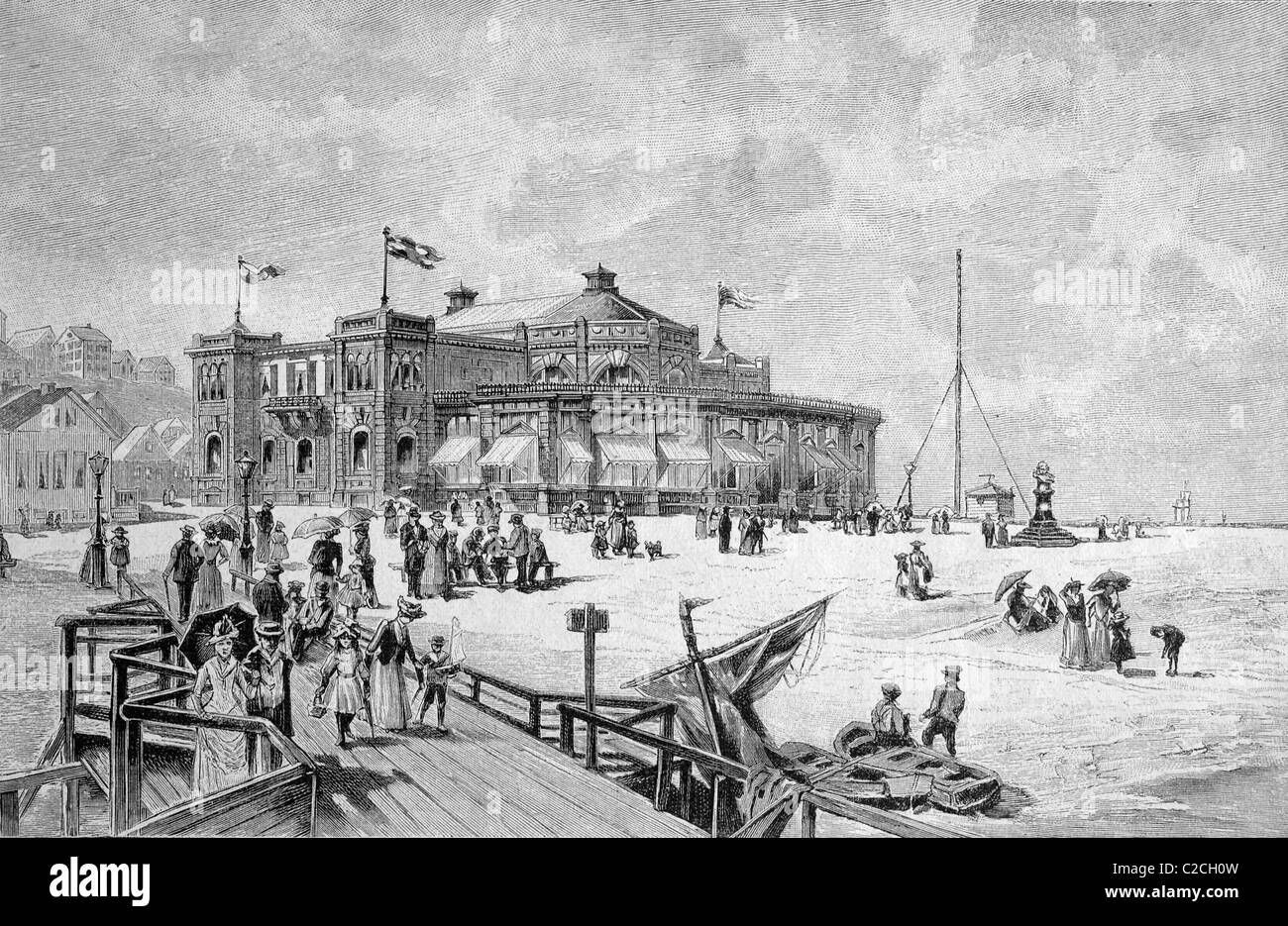 Edificio Konversationshaus sull isola di Helgoland, Germania, foto storiche, circa 1893 Foto Stock