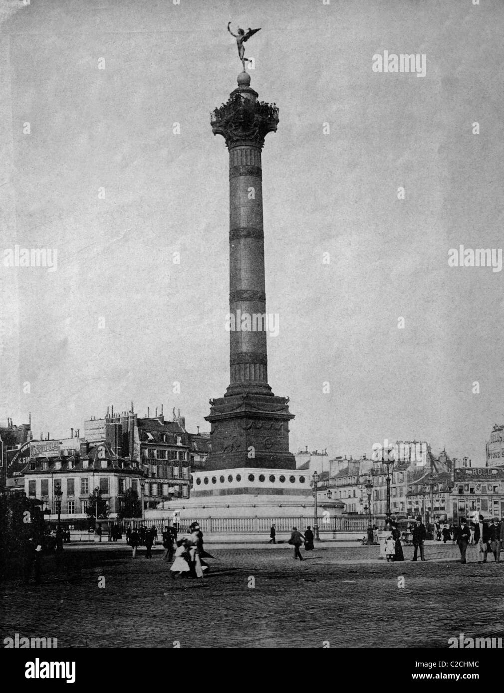 Uno dei primi autotypes di Place de la Bastille, Parigi, Francia, fotografia storica, 1884 Foto Stock