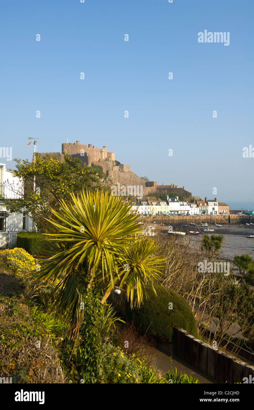 Montare Orgueil, Castello Gorey, Jersey, Isole del Canale Foto Stock