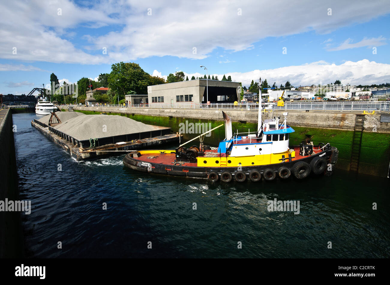 Hiram M Chittenden serrature, il Lago Washington Ship Canal, Ballard, Seattle, Washington Foto Stock