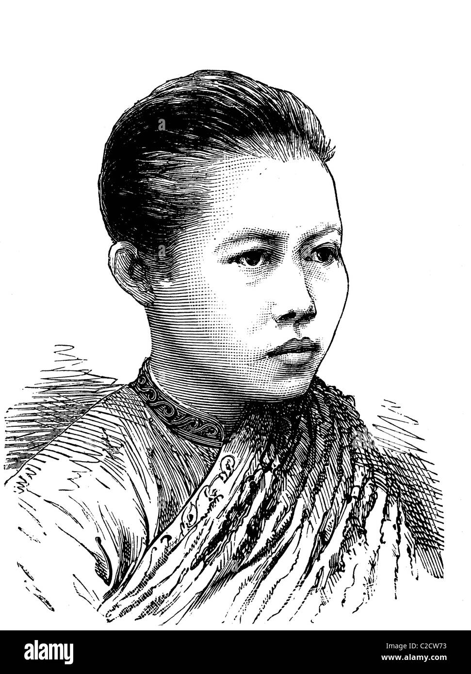 Swangwadhana p'Autorità registrazione integrità Paramaraja Devi, regina del Siam, storica immagine, 1883 Foto Stock