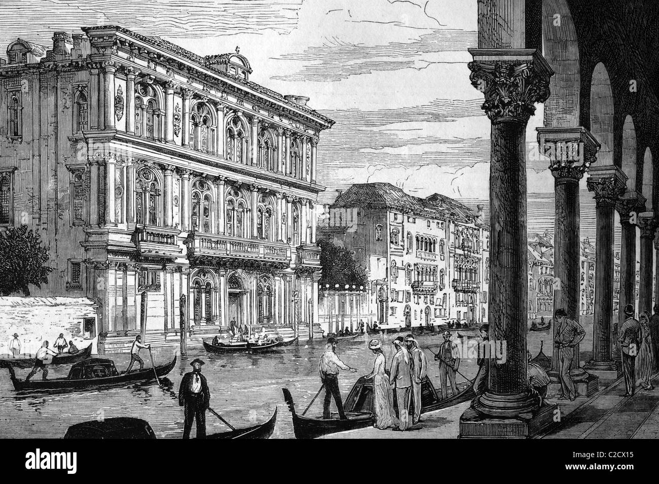 Il palazzo Vendramin Calergi a Venezia, Italia, storica immagine, 1883 Foto Stock