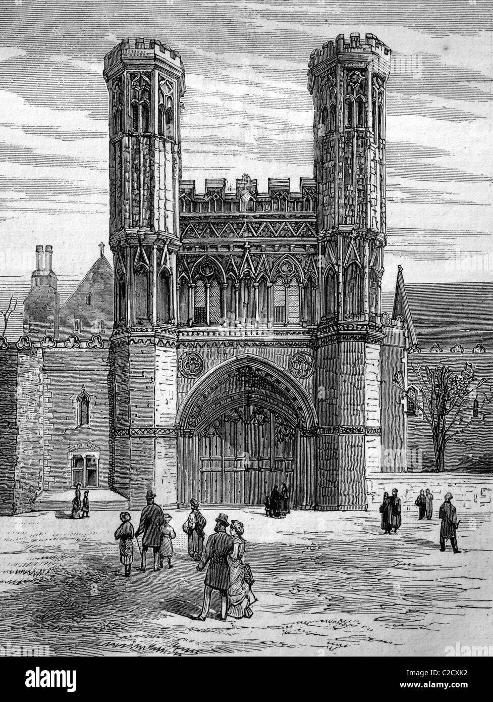 Sant'Agostino's gateway di Canterbury, Inghilterra, storica immagine, 1883 Foto Stock