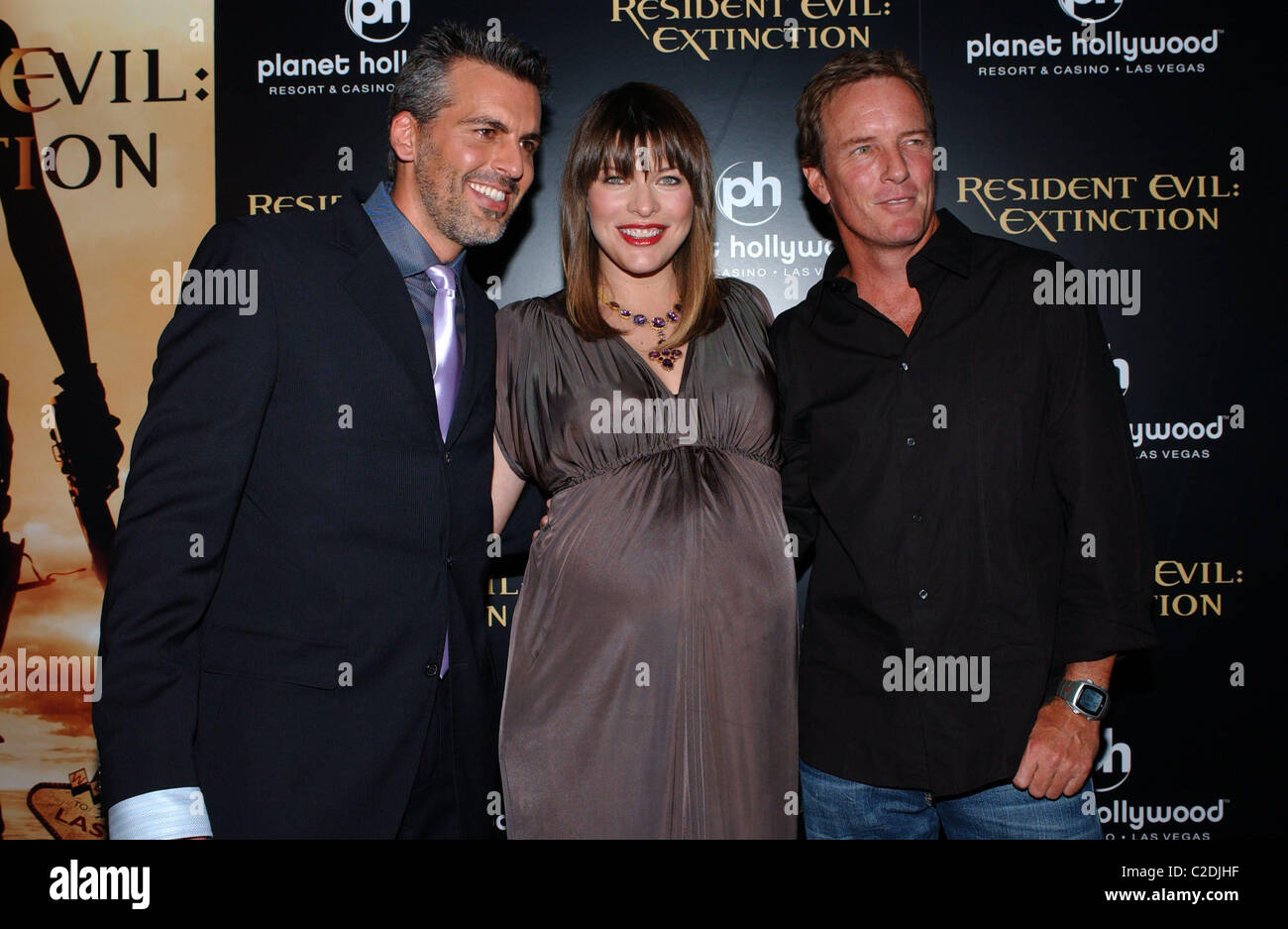 Oded Fehr, Milla Jovovich e Linden Ashby prima mondiale di "Resident Evil: Estinzione" al Planet Hollywood Hotel & Casino - Foto Stock