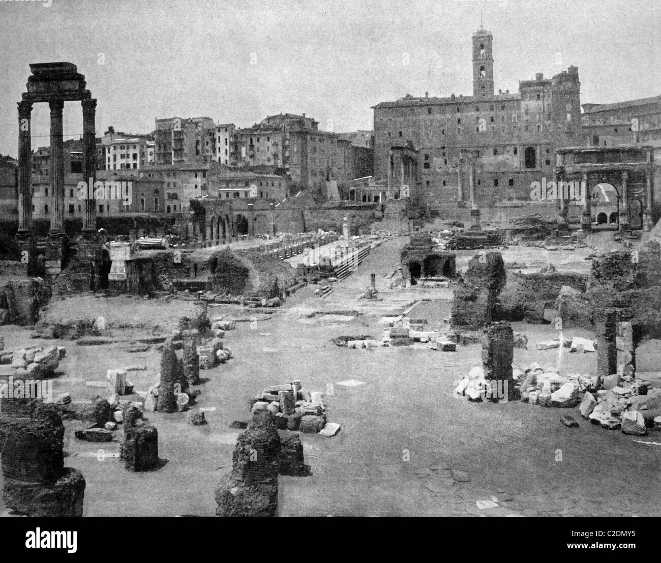 Autotype precoce del Forum Romanum, Roma, Lazio, l'Italia, foto storiche, 1884 Foto Stock