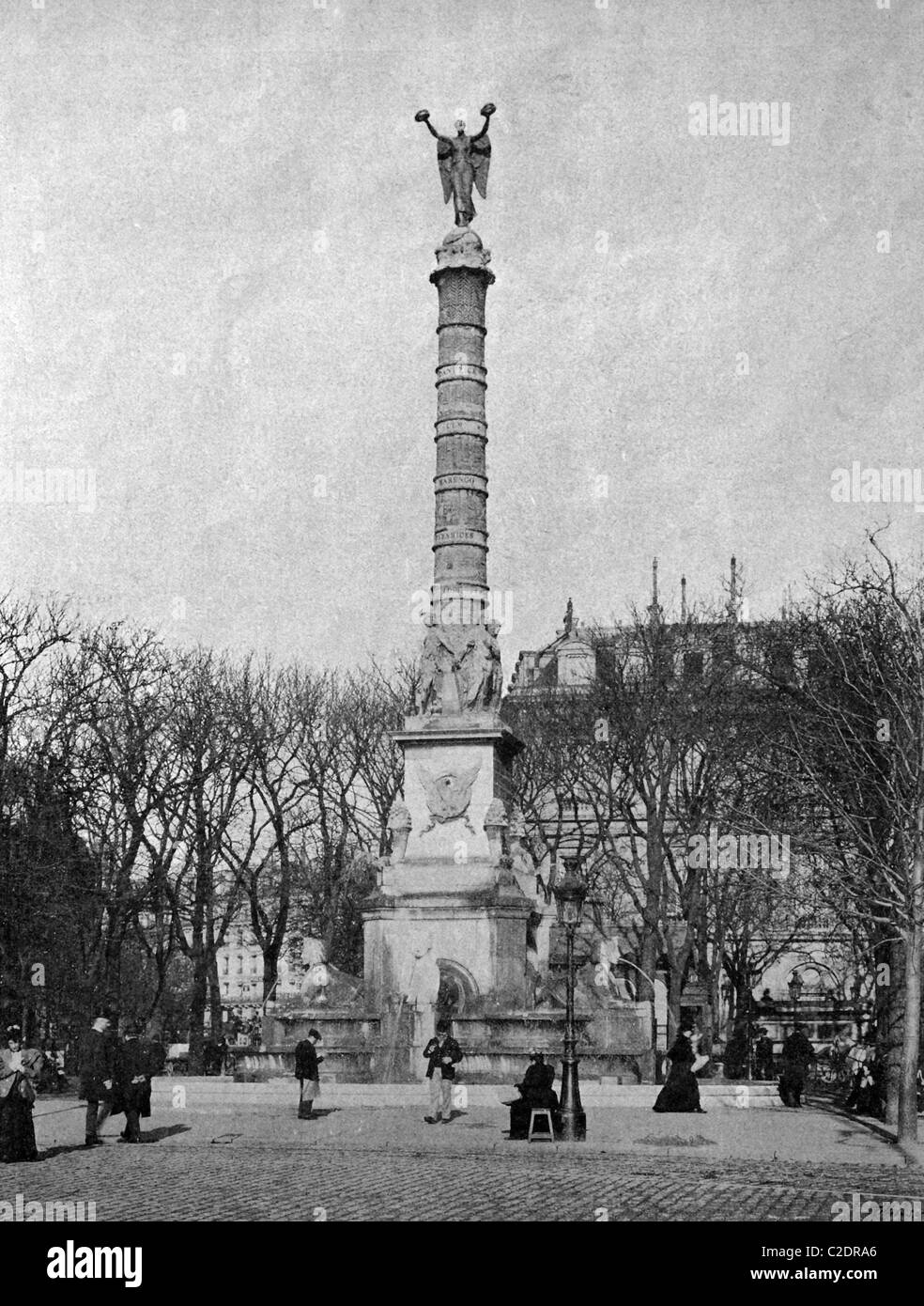 Una delle prime stampe di Autotype, Place du Chatelet square, fotografia storica, 1884, Parigi, Francia, Europa Foto Stock