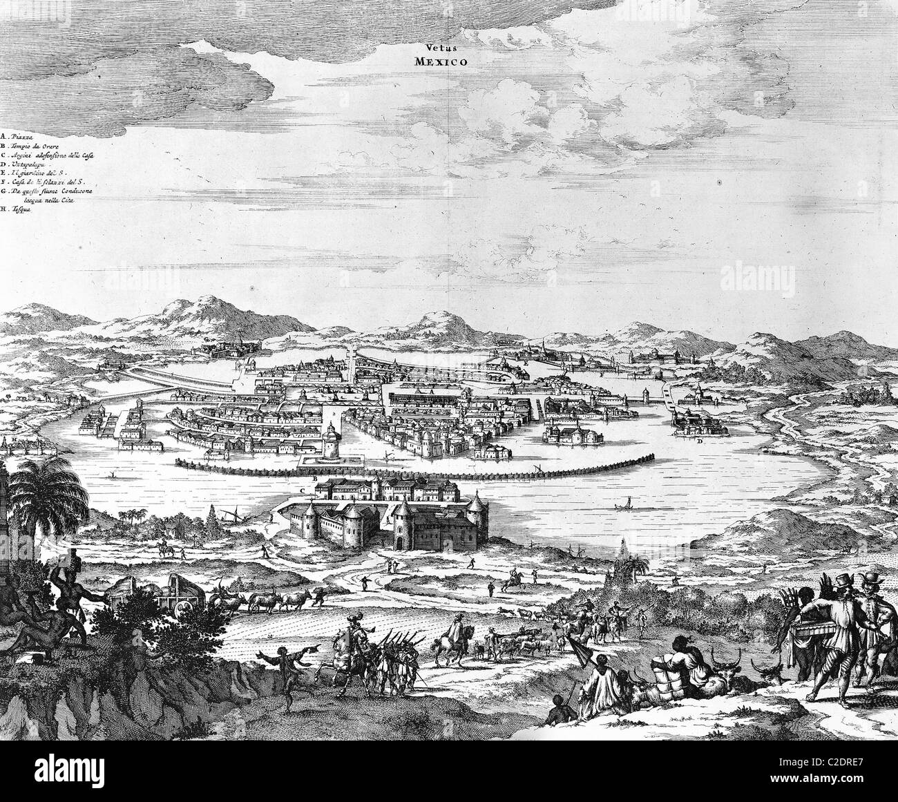 Vista di Città del Messico, 1671 Foto Stock