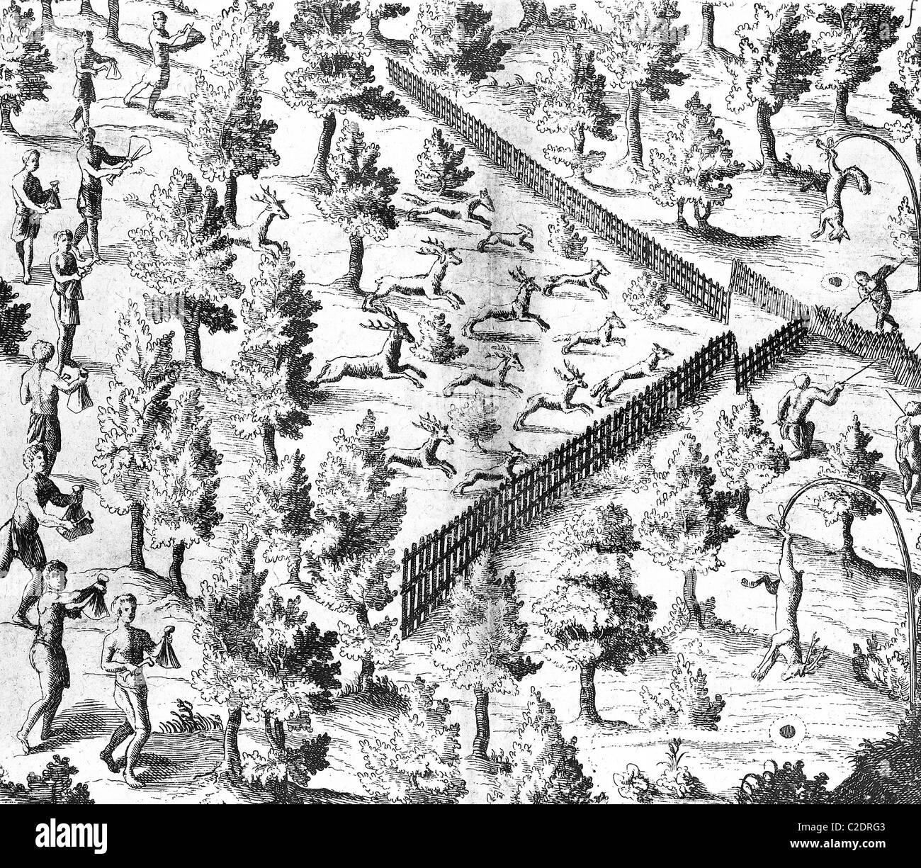 Nativo di famiglie americane a caccia di cervi Foto Stock