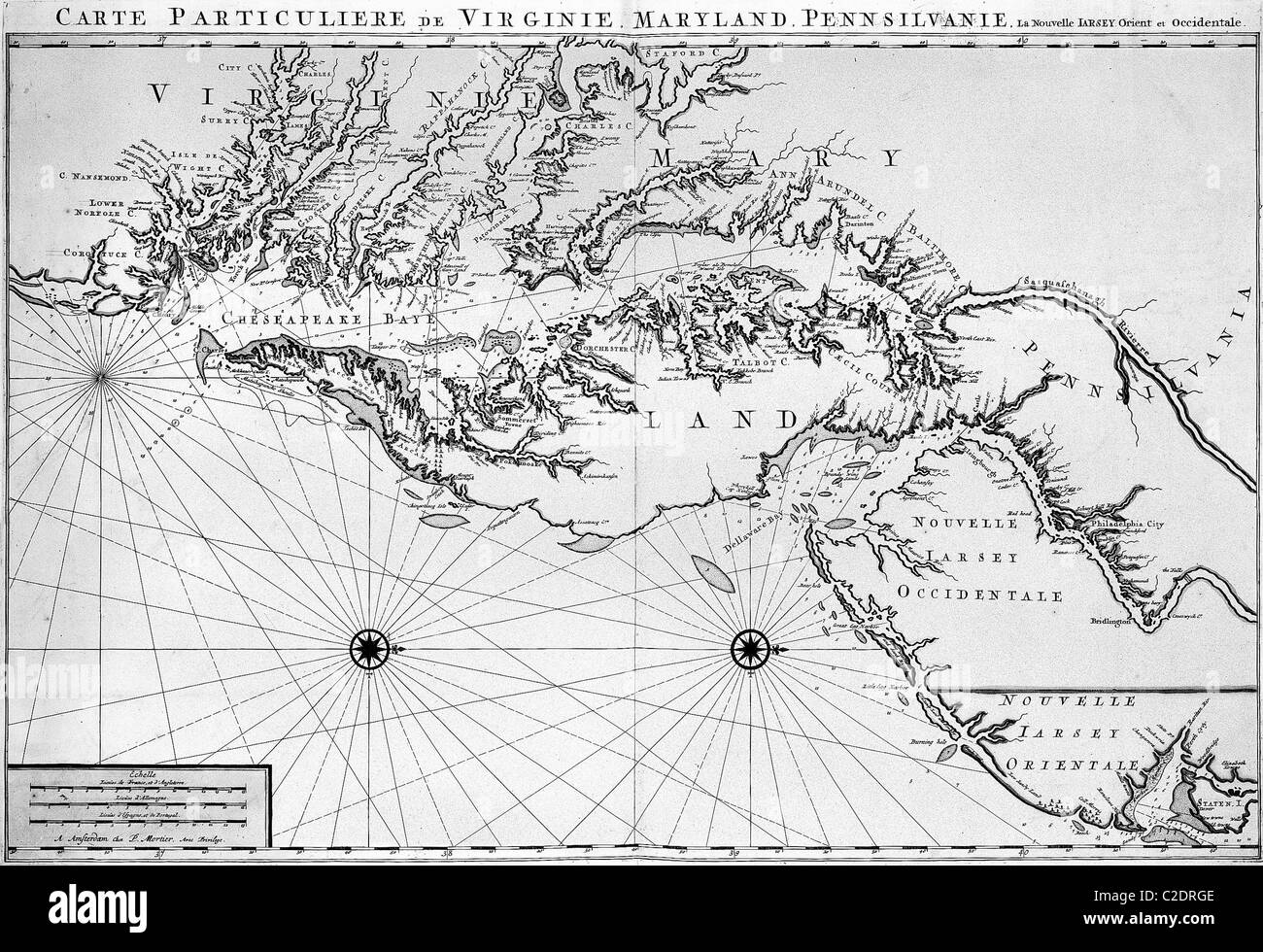 Mappa di colonia del Maryland Foto Stock