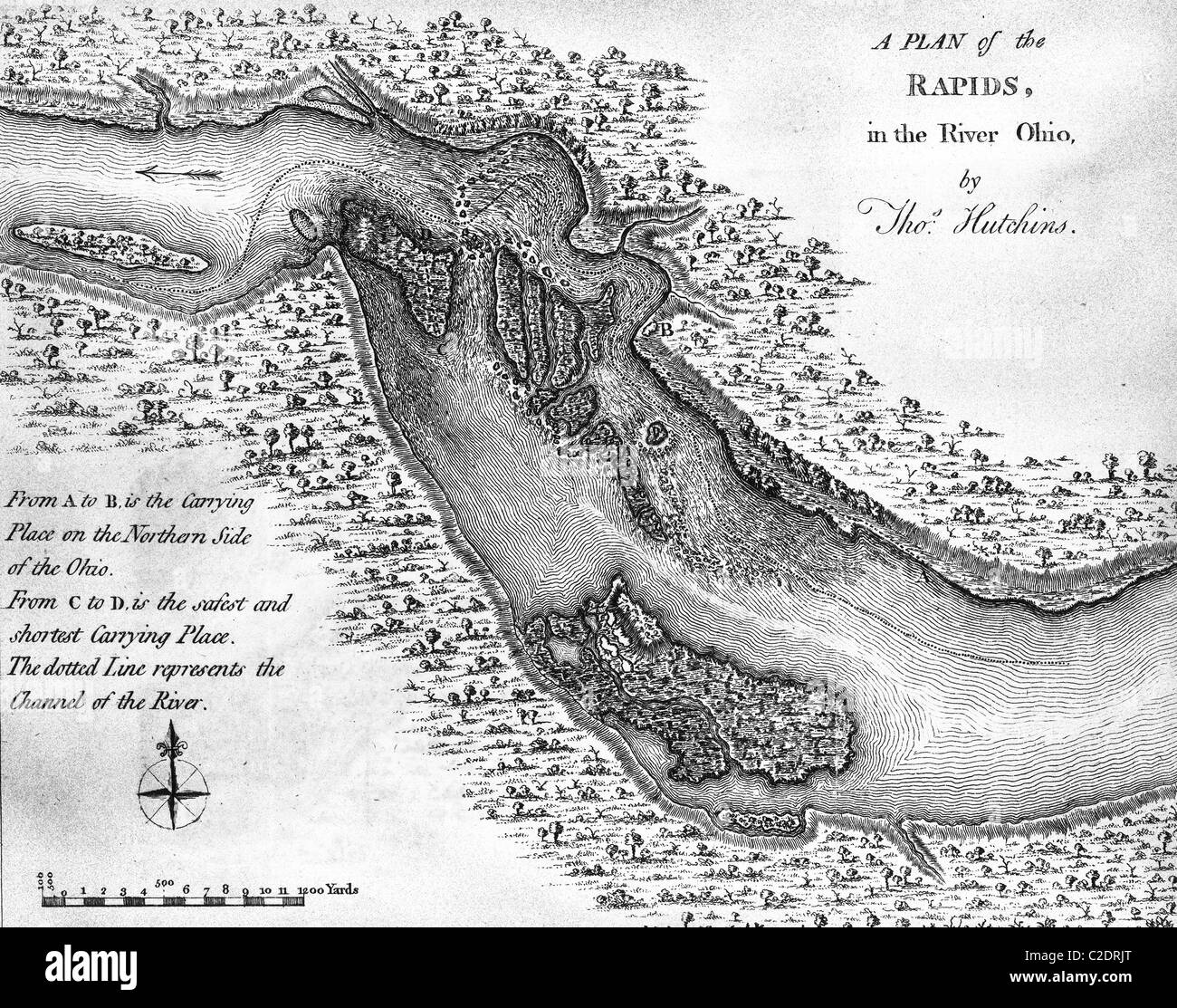 Mappa delle cascate del fiume Ohio Foto Stock