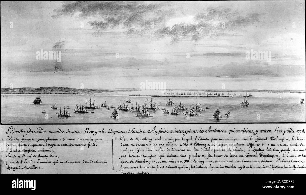 Navi francesi bloccando le navi inglesi Foto Stock
