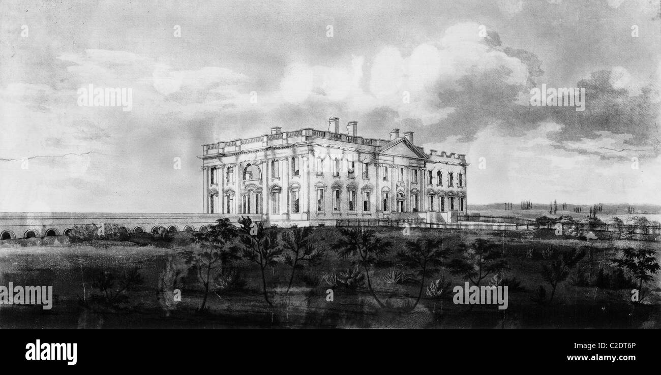 Casa bianca dopo l'incendio del 1814 Foto Stock