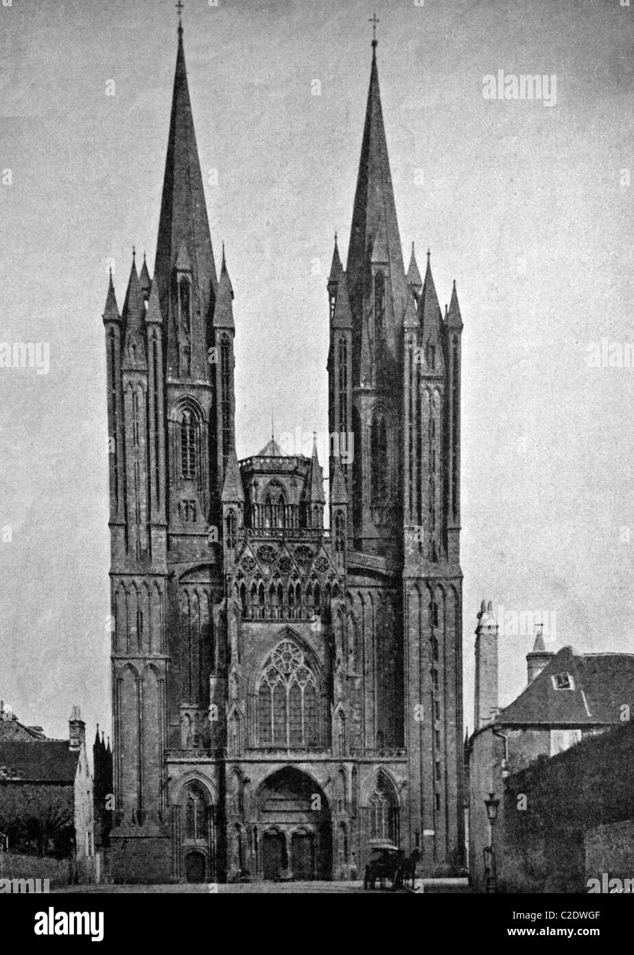 Una delle prime stampe di Autotype, Cattedrale di Coutanes, fotografia storica, 1884, Francia, Europa Foto Stock
