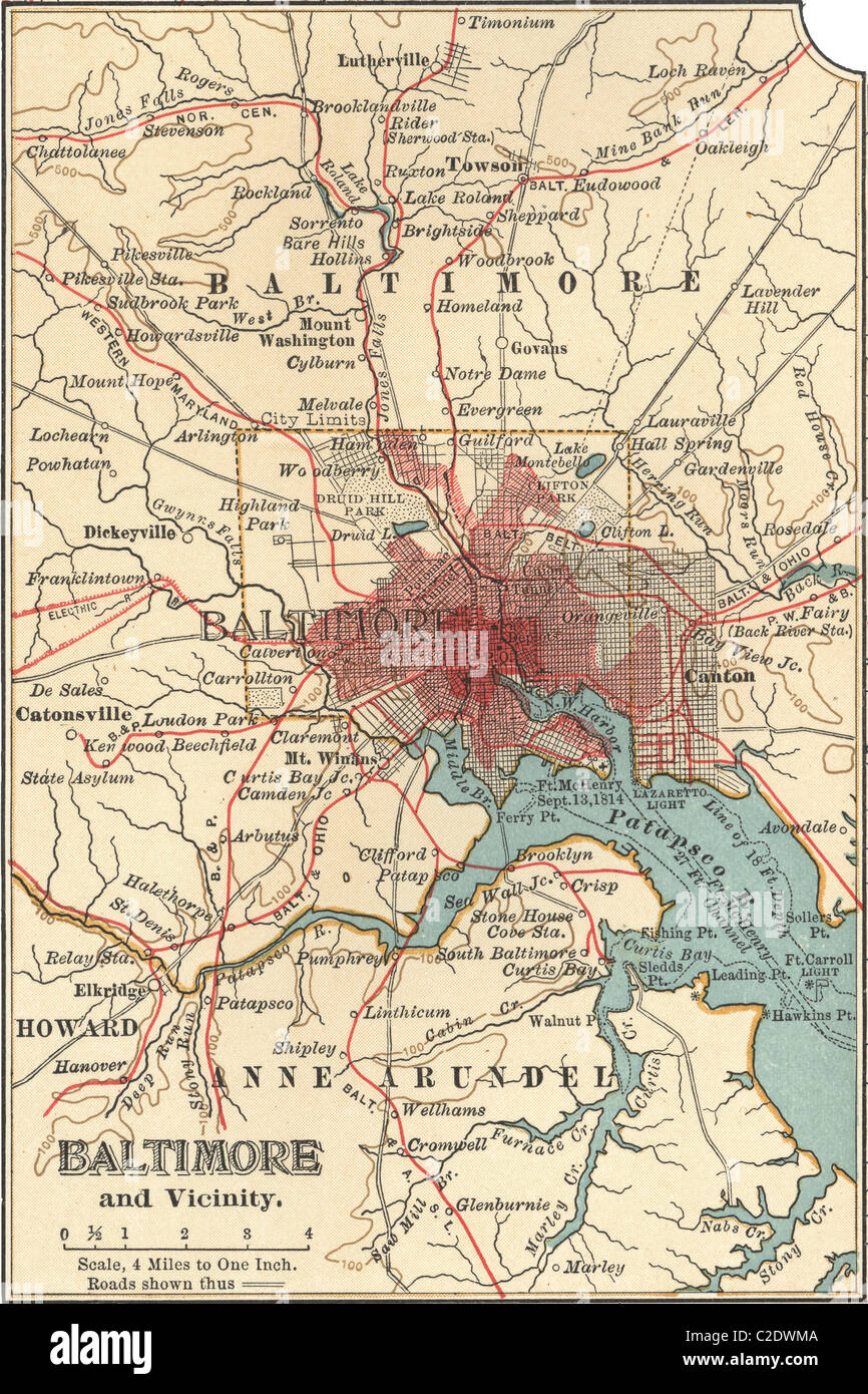 Mappa di Baltimore Foto Stock