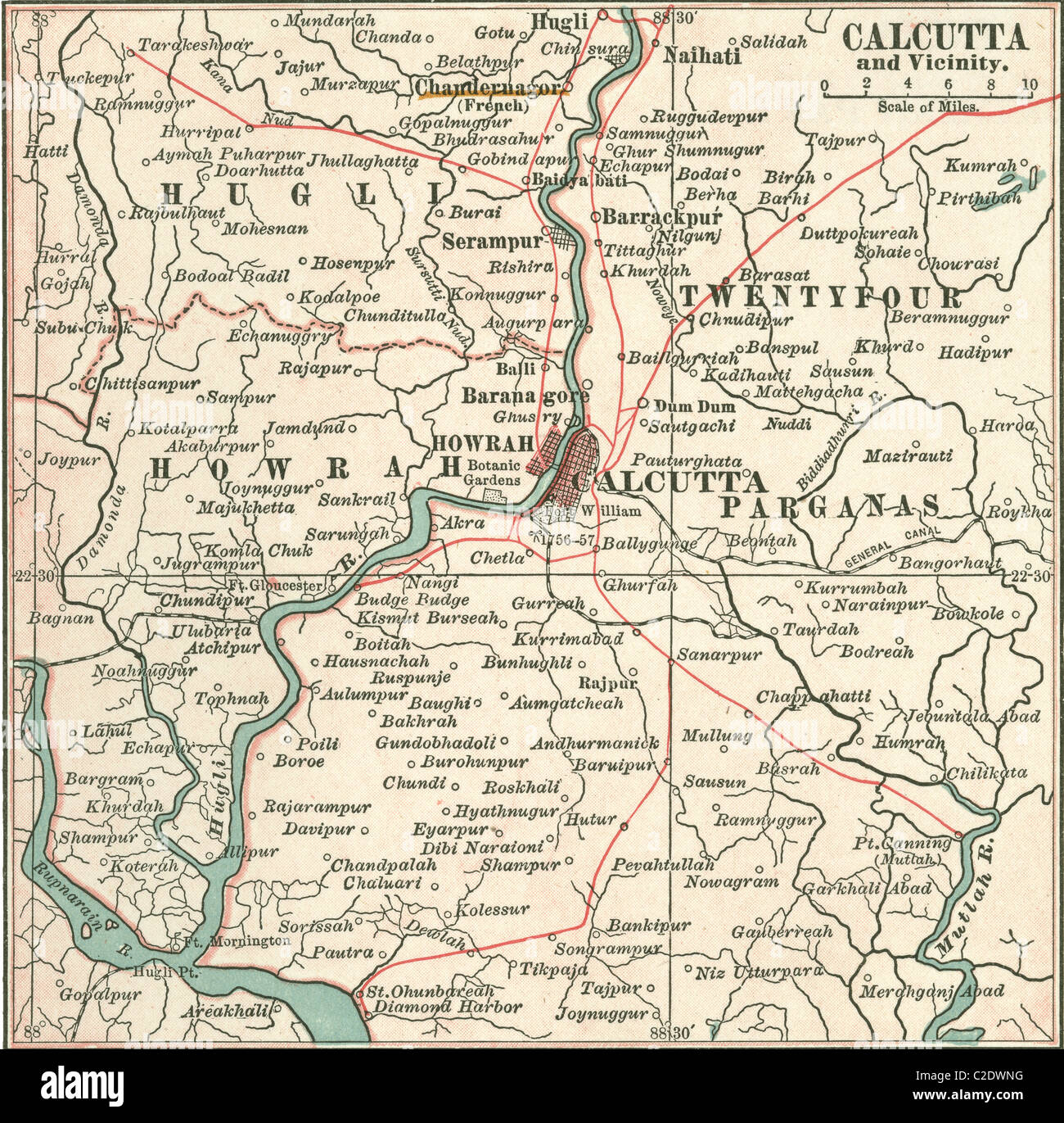 Mappa di Calcutta Foto Stock