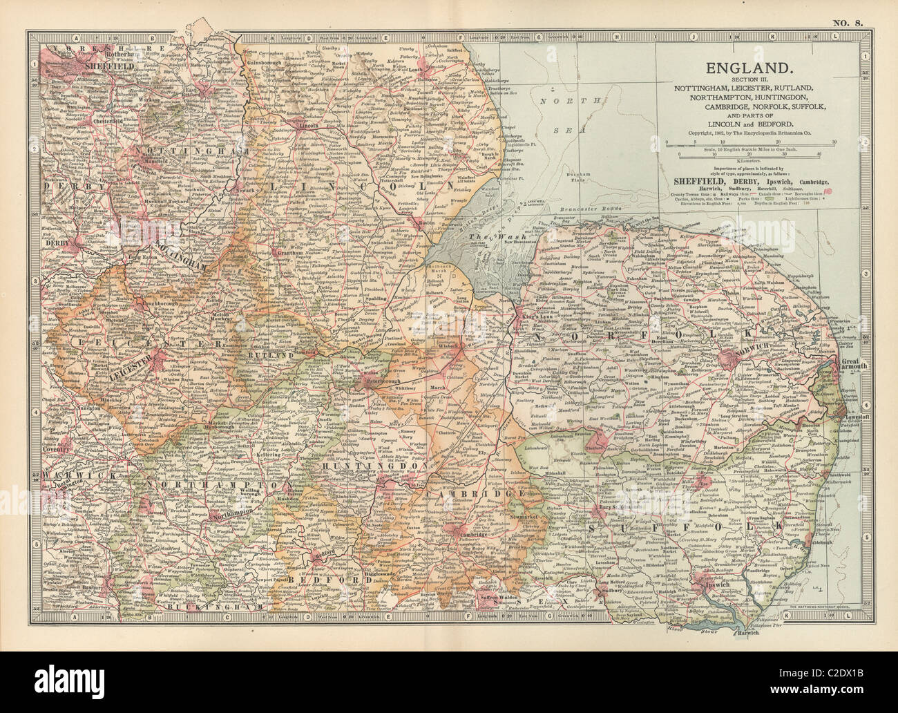 Mappa di Inghilterra Foto Stock