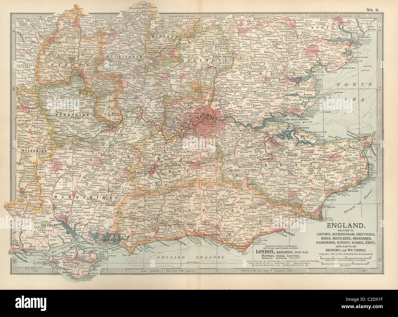 Mappa di Inghilterra Foto Stock