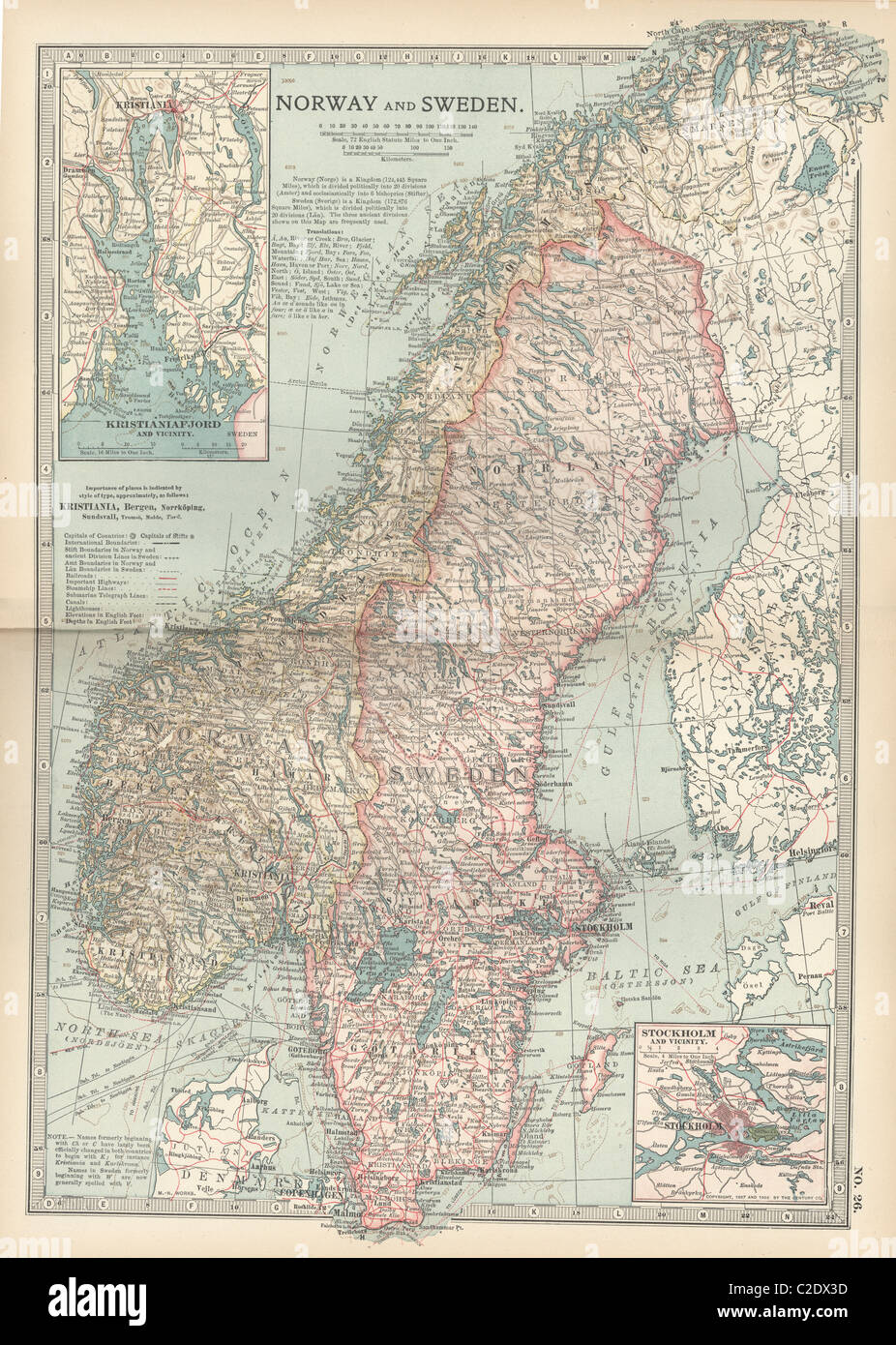 Mappa della Norvegia e della Svezia Foto Stock