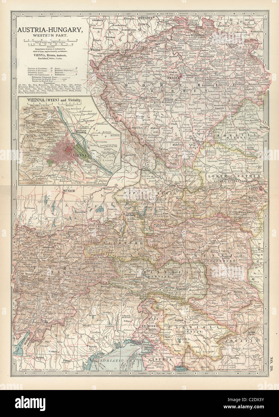 Mappa di Austria con Vienna Foto Stock