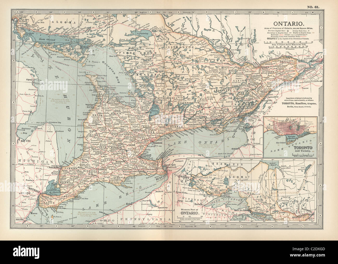 Mappa di Ontario, Canada Foto Stock
