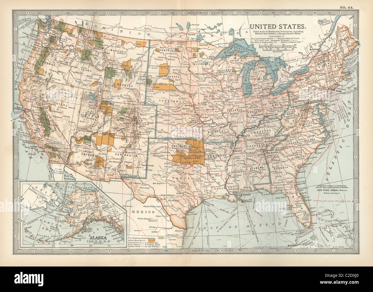 Mappa degli Stati Uniti con inserto di Alaska Foto Stock