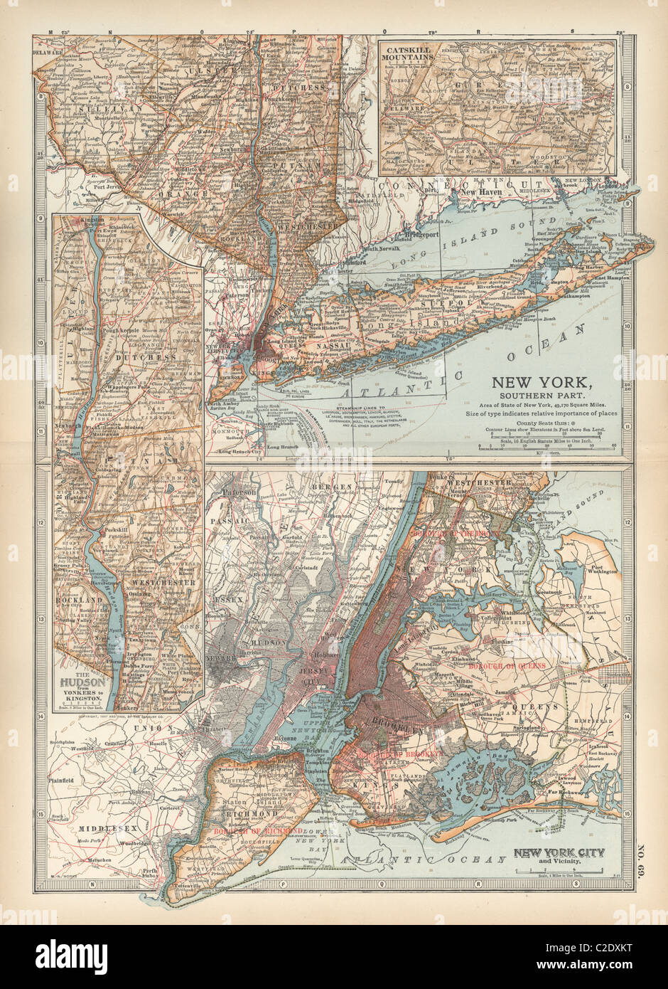Mappa dello Stato di New York Foto Stock