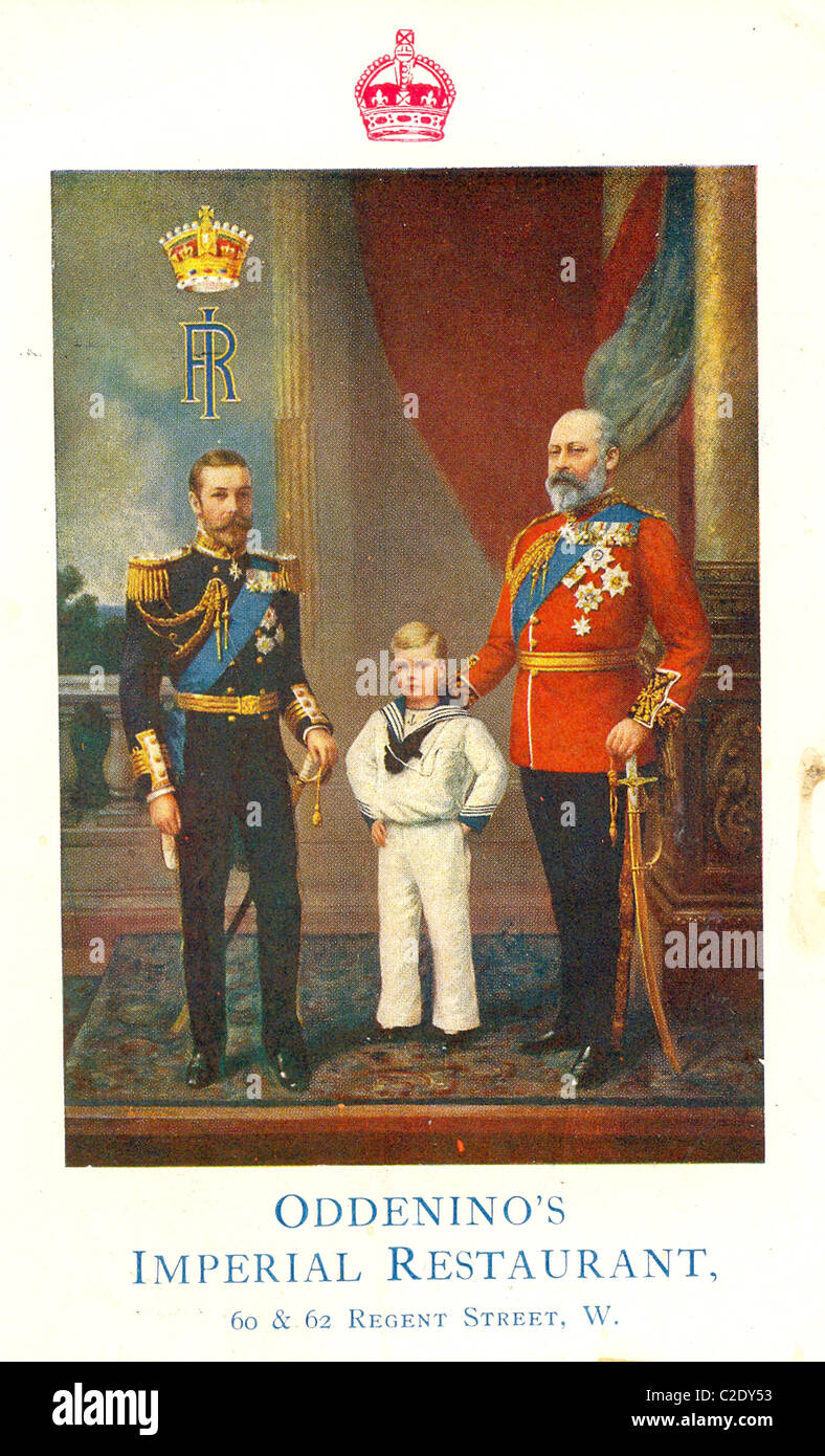 Menu per Oddenino il ristorante Imperial, Londra. Foto Stock