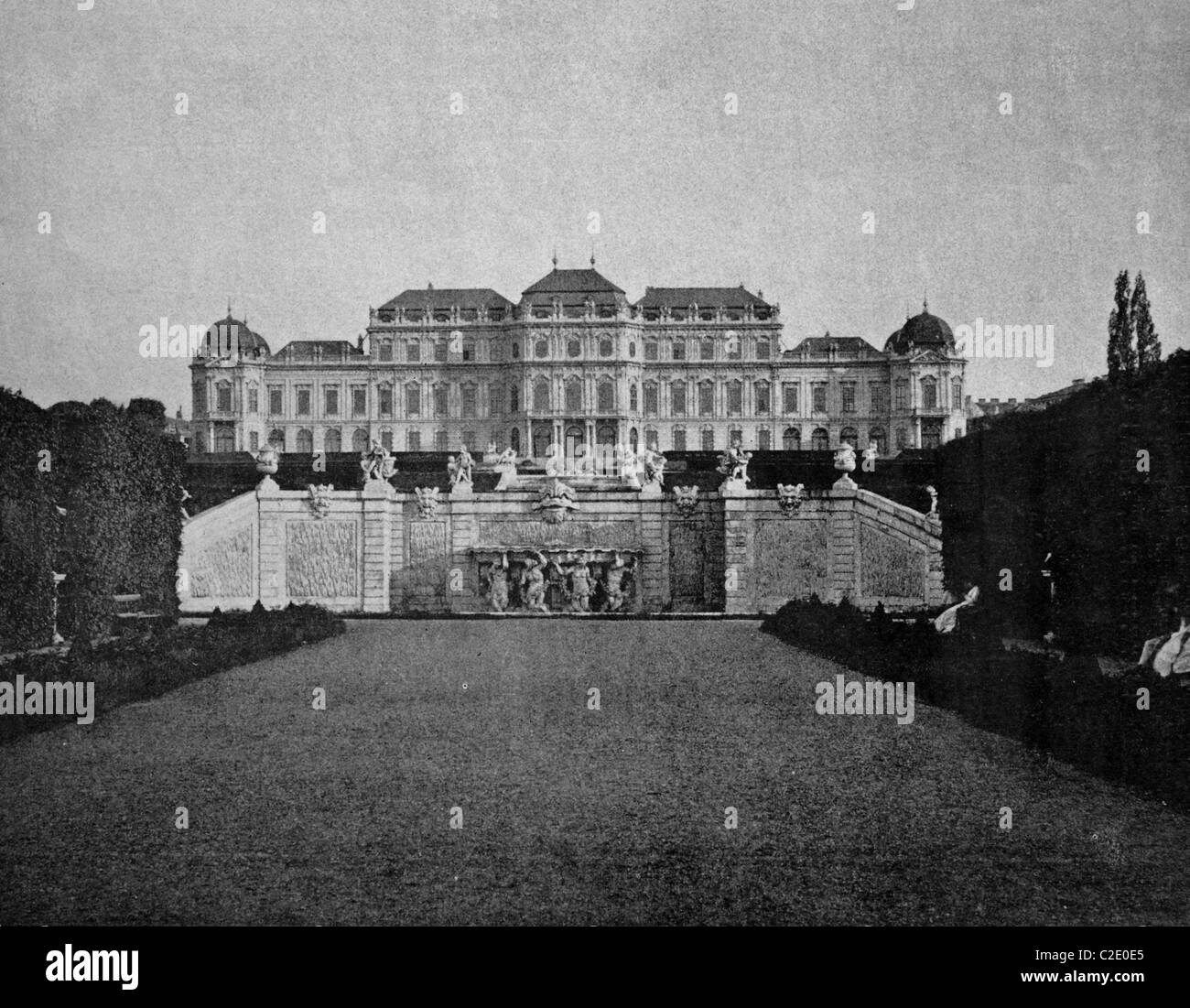 Uno dei primi autotypes del Palazzo del Belvedere di Vienna, fotografia storica, 1884 Foto Stock